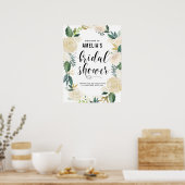 Aquarellfarbene Blume mit Gold Glitzer Brautparty Poster (Küche)