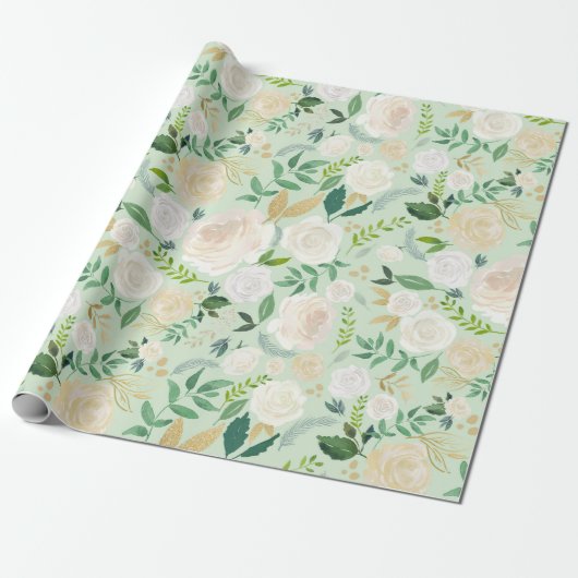 Aquarellfarbene Blume mit Imitaten Gold Glitzer & Geschenkpapier (Ungerollt)