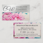Aquarellfarbene Blume mit metallischem Silber Visitenkarte (Vorne/Hinten)