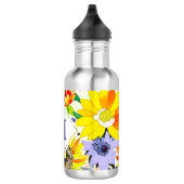 Aquarellfarbene Blume Mit Monogramm Edelstahlflasche (Rechts)