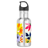 Aquarellfarbene Blume Mit Monogramm Edelstahlflasche (Rückseite)