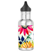 Aquarellfarbene Blume Mit Monogramm Edelstahlflasche (Links)