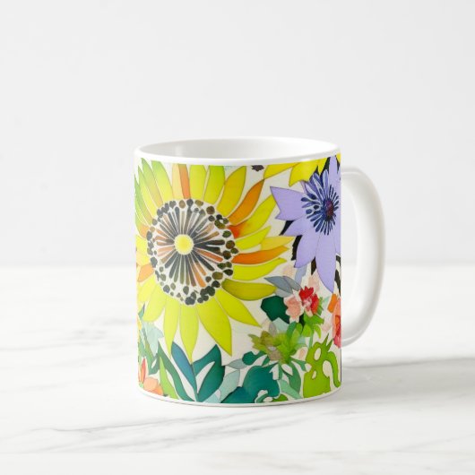 Aquarellfarbene Blume Mit Monogramm Kaffeetasse (VorderseiteRechts)