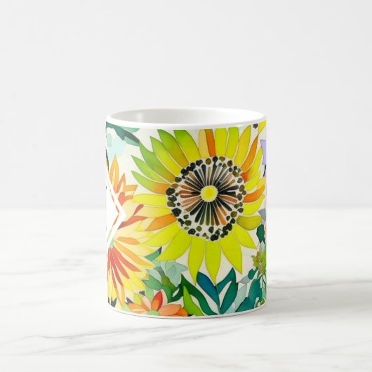 Aquarellfarbene Blume Mit Monogramm Kaffeetasse (Mittel)