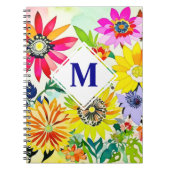 Aquarellfarbene Blume Mit Monogramm Notizblock (Vorderseite)