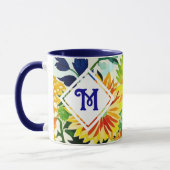 Aquarellfarbene Blume Mit Monogramm Tasse (Links)