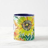 Aquarellfarbene Blume Mit Monogramm Tasse (Zentrum)