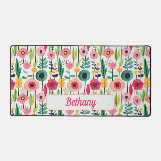 Aquarellfarbene Blume mit Name Elegant Schreibtischunterlage (Vorderseite)