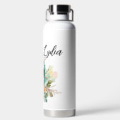 Aquarellfarbene Blume mit Namen Trinkflasche (Rückseite)