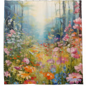 Aquarellfarbene Blume mit Sonnenuntergang Duschvor Duschvorhang (Vorderseite)