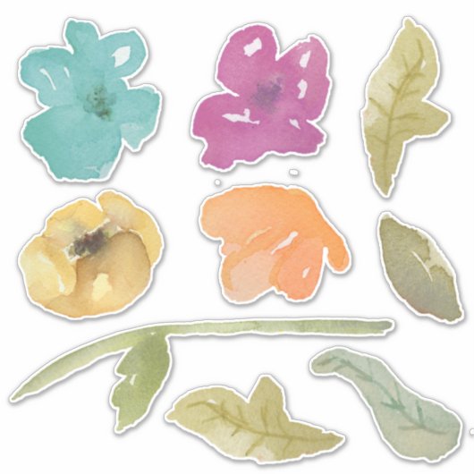 Aquarellfarbene Blume Mix Aufkleber (Vorderseite)