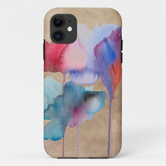 Aquarellfarbene Blume modern blühblau und rot Case-Mate iPhone Hülle (Rückseite)