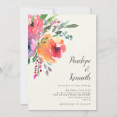 Aquarellfarbene Blume Moderne, elegante Script-Hoc Einladung (Vorderseite)