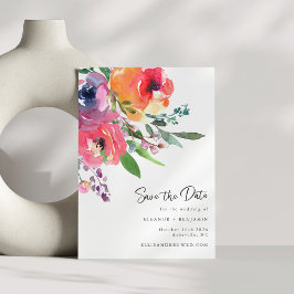 Aquarellfarbene Blume Moderne, elegante Script-Hoc Save The Date