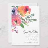 Aquarellfarbene Blume Moderne, elegante Script-Hoc Save The Date (Vorderseite)