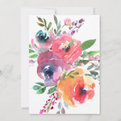 Aquarellfarbene Blume Moderne, elegante Script-Hoc Save The Date (Rückseite)