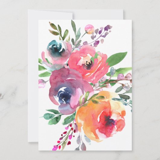 Aquarellfarbene Blume Moderne, elegante Script-Hoc Save The Date (Rückseite)