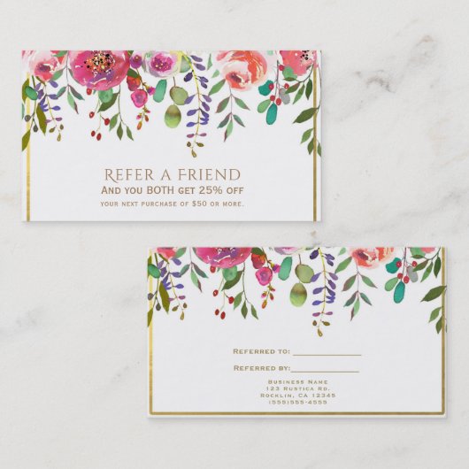 Aquarellfarbene Blume Moderne Kunst und Kultur Empfehlungskarte (Vorne/Hinten)