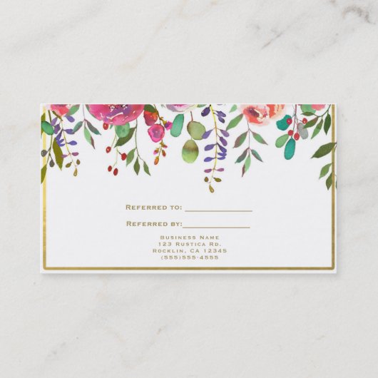 Aquarellfarbene Blume Moderne Kunst und Kultur Empfehlungskarte (Rückseite)