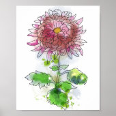 Aquarellfarbene Blume, moderne Malerei Poster (Vorne)
