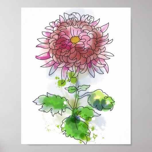 Aquarellfarbene Blume, moderne Malerei Poster (Vorne)