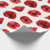 Aquarellfarbene Blume. Mohnblütenmuster Geschenkpapier (Ecke)