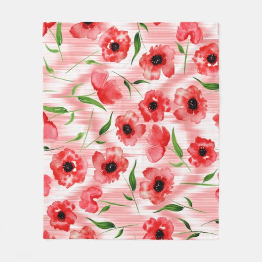 Aquarellfarbene Blume: Mohnquitte. Fleecedecke (Vorderseite)
