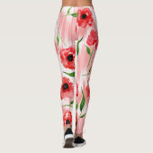 Aquarellfarbene Blume: Mohnquitte. Leggings (Rückseite)