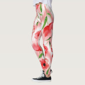 Aquarellfarbene Blume: Mohnquitte. Leggings (Links)