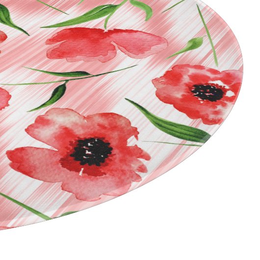 Aquarellfarbene Blume: Mohnquitte. Schneidebrett (Ecke)