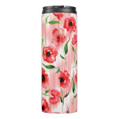 Aquarellfarbene Blume: Mohnquitte. Thermosbecher (Rückseite)