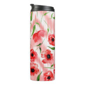 Aquarellfarbene Blume: Mohnquitte. Thermosbecher (Nach rechts gedreht)