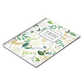 Aquarellfarbene Blume Muster mit Imitats Gold Glit Notizblock (Linke Seite)