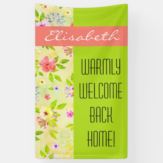 Aquarellfarbene Blume nahtlos Muster I + Ihre Idee Banner (Vertikal)