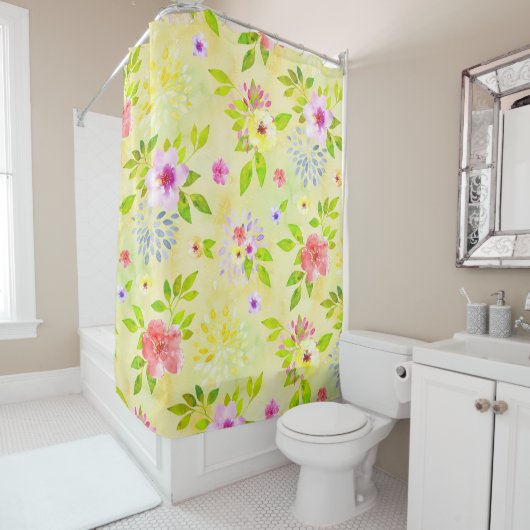 Aquarellfarbene Blume nahtlos Muster I + Ihre Idee Duschvorhang (Beispiel)