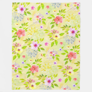 Aquarellfarbene Blume nahtlos Muster I + Ihre Idee Fleecedecke