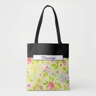 Aquarellfarbene Blume nahtlos Muster I + Ihre Idee Tasche