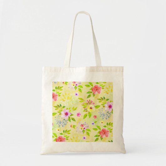 Aquarellfarbene Blume nahtlos Muster I + Ihre Idee Tragetasche (Vorne)