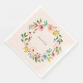 Aquarellfarbene Blume Namen für Hochzeiten Serviette (Ecke)