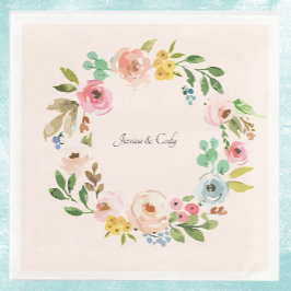 Aquarellfarbene Blume Namen für Hochzeiten Serviette