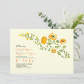 Aquarellfarbene Blume - niedliche Hochzeit mit Blu Einladung (Stehend Vorderseite)