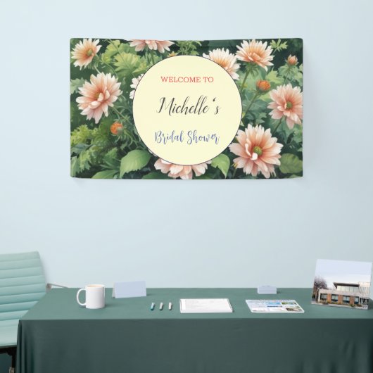 Aquarellfarbene Blume Niedliches Brautparty Banner (Messeveranstaltung)