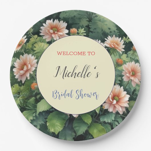 Aquarellfarbene Blume Niedliches Brautparty Pappteller (Vorderseite)