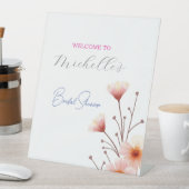 Aquarellfarbene Blume Niedliches Brautparty Sockelschild (In Situ)