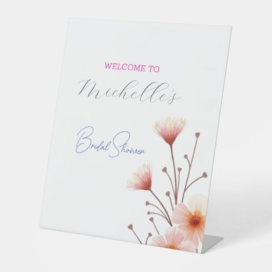 Aquarellfarbene Blume Niedliches Brautparty Sockelschild (Vorderseite)