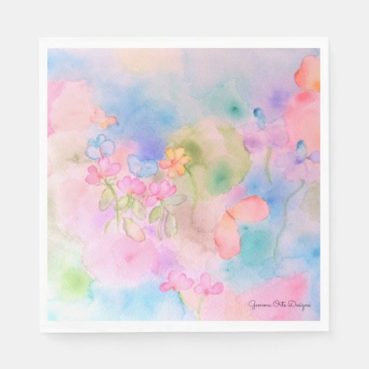 Aquarellfarbene Blume Papierserviette. Serviette (Vorderseite)