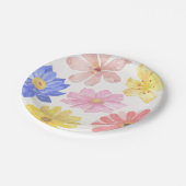 Aquarellfarbene Blume Pappteller (Schrägansicht)