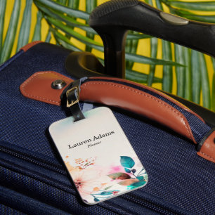 Aquarellfarbene Blume Pastellfarben individuelle N Gepäckanhänger