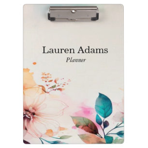 Aquarellfarbene Blume Pastellfarben individuelle N Klemmbrett