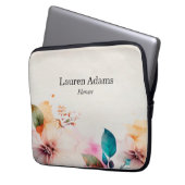 Aquarellfarbene Blume Pastellfarben individuelle N Laptopschutzhülle (Vorderseite Links)